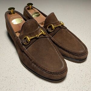 Gucci Men’s Brixton Brown Suede Loafer Shoes US 9.5 D